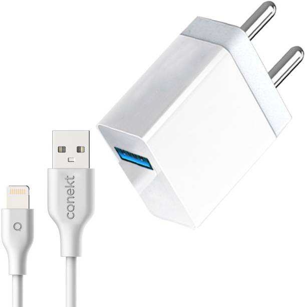 conekt Dash QC 3.O Lightning 18W White 18 W 3.1 A Mobile Charger with Detachable Cable
