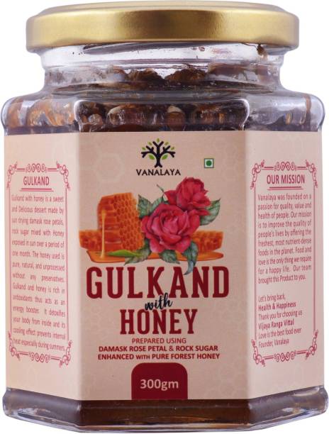 Vanalaya Natural Organic Gulkand With Honey Prepared Using Damask Rose & Forest Honey 300 g