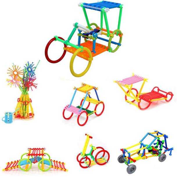 Miss & Chief by Flipkart DIY Stick Assembly Colorful Straw With Wheel, Educational Building Blocks
