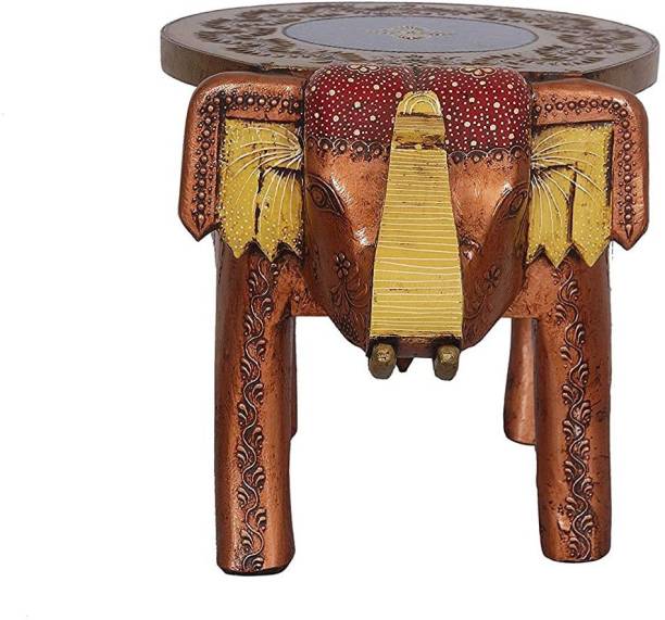 wooden palm Elephant Stool Wooden Hand-Painted Cum Side Table for Home, Office, Living Room Solid Wood Corner Table