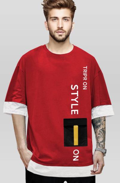 TRIPR Color Block Men Round Neck Red, White, Yellow T-Shirt