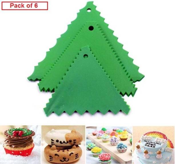 DeoDap Cake Decorating Tool Triangle Shape Side Scraper for Cake with Different Pattern Baking Comb