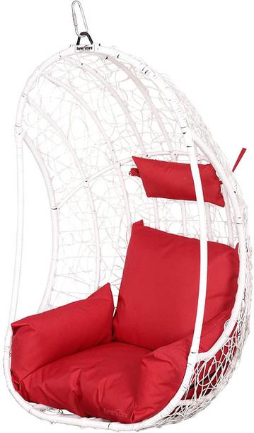 FurniFuture Zerosix Hanging Swing Chair Without Stand for Indoor Outdoor (White) Metal 1 Seater