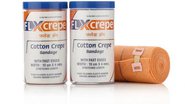 FLXCREPE HIGH QUALITY CREPE BANDAGE (PACK OF 2) (4m x 10cm). Crepe Bandage