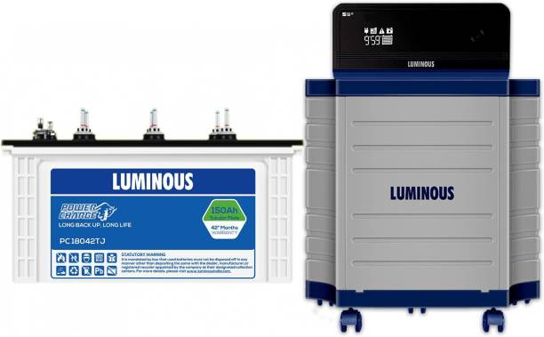 LUMINOUS PC18042TJ 150Ah Battery with Zelio+1100 Pure Sine Wave Inverter & Trolley Tubular Inverter Battery