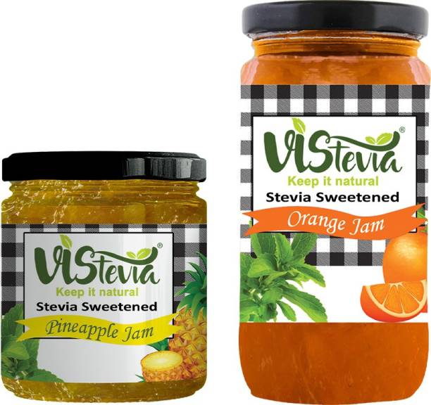 Vistevia Sugar-Free Combo of Pineapple & Orange Jam | Pack of 2 - 220g & 400g 620 g