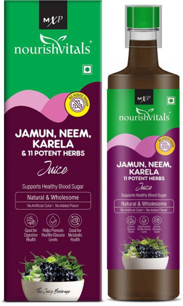 nourishvitals Jamun, Neem, Karela Juice With 11 Potent Herbs |Natural & Wholesome