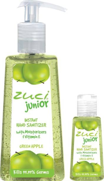 Zuci Pack Of 250 Ml & 30 Ml - Green Apple  Bottle (2 x 140 ml) Hand Sanitizer Bottle