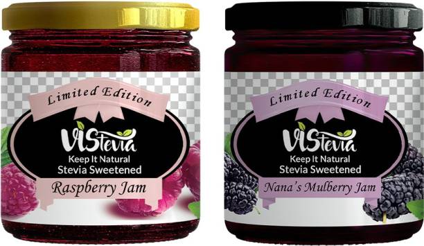 Vistevia Sugar-free Combo of Mulberry & Raspberry Jam (220gm × 2) - Pack of 2 440 g