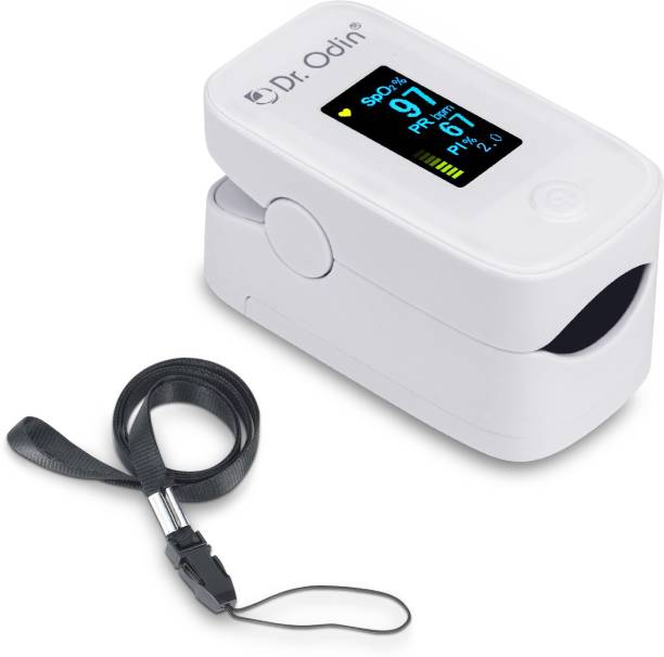 Dr. Odin Pulse Oximeter Fingertip +PI YM-201, With OLED Display Alarm Alert, Oxygen Saturation Monitor/Meter SPO2 Function, IP22 Level Water And Dust Resistance. (White) Pulse Oximeter