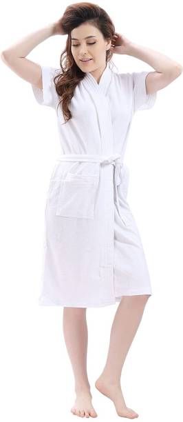 Poorak Premium Women Terry White XL Bath Robe