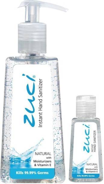 Zuci Pack OF 250 ML & 30 ML HAND SANITIZER- NATURAL  Bottle (2 x 140ml) Hand Sanitizer Bottle
