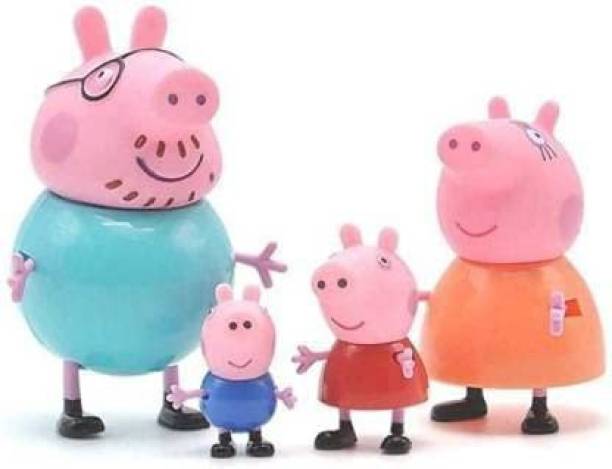 MIMY Peppa Family Set of 4, Peppa Pig, George, Daddy Pig, Mommy Pig set for Kids