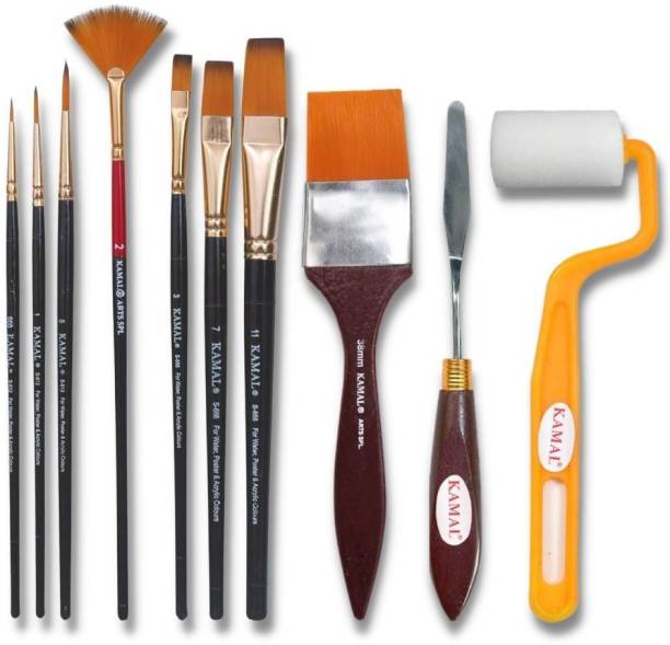 KAMAL Artist Quality Essential Painting Tool Kit with Painting Knife and Roller for Watercolor, Acrylic, Oil Painting