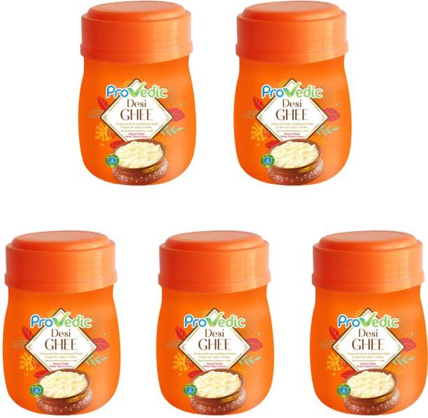 ProVedic Pure Desi Ghee 200ml Jar Pack of 5 Pure Ghee for Cooking & ghee for puja Purpose Ghee 1000 ml Mason Jar