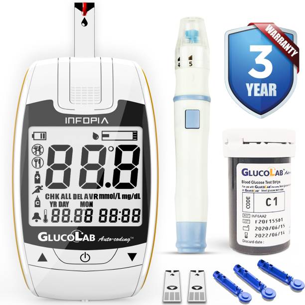 K-life Glucolab Fully Automatic Blood Glucose Check Sugar Testing Machine 25 Strips Glucometer