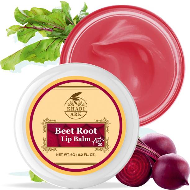 Khadi Ark Beetroot Lip Balm for Dry, Damaged and Chapped Lips with SPF 30 to Protect from UV Rays | Enriched with Shea Butter, Cocoa Butter, Kokum Butter & Vitamin E Oil (Paraben Free) Beetroot