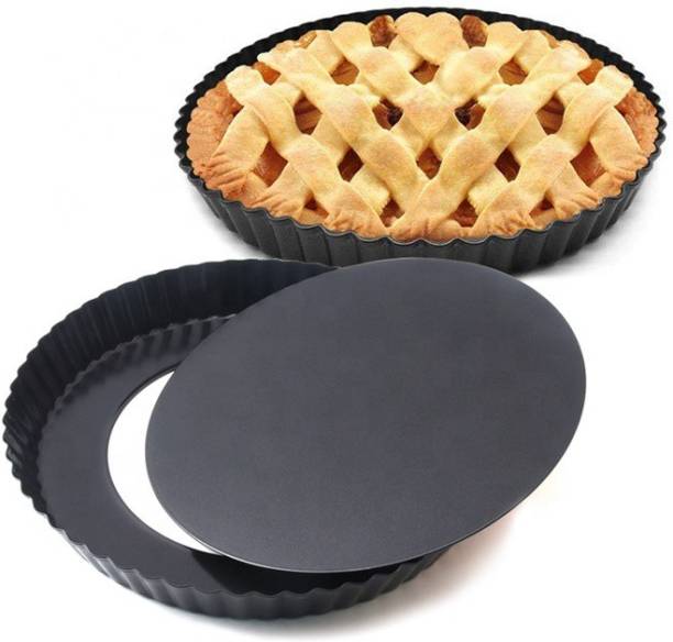 Giffy 9 Inch Carbon Steel Pie Pan, Removable Bottom Non-Stick Coating Cake Pizza Pan Baking Pan