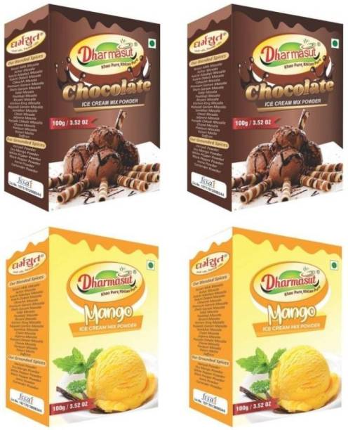 Dharmasut 2 Chocolate + 2 Mango Instant Ice Cream Mix Powder | Combo of 4 | 400 g