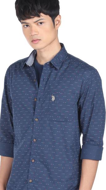 Men Regular Fit Printed Spread Collar Formal Shirt Price in India