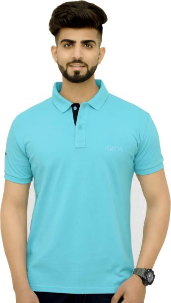 Men Solid Polo Neck Green T-Shirt Price in India