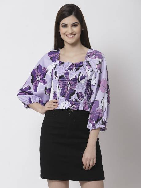 Style Quotient Casual Printed Women Purple Top