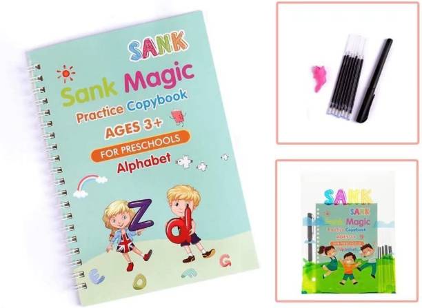 FITUP Magic Practice Copybook ( 4 BOOK + 10 REFILL+ 1 Pen +1 Grip ) for kids Writing