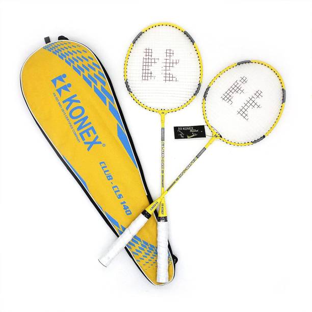 Konex Club Series Pair Light Weight Racket With Free Full Size Cover Yellow Strung Badminton Racquet
