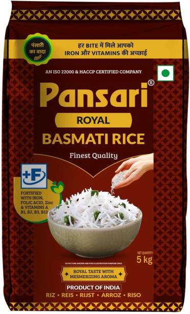 Pansari 2-Years Aged Long Grain Premium Quality Royal Basmati Rice,Biryani Rice, Pulav Rice- 5KG Pack Basmati Rice (Long Grain, Raw)