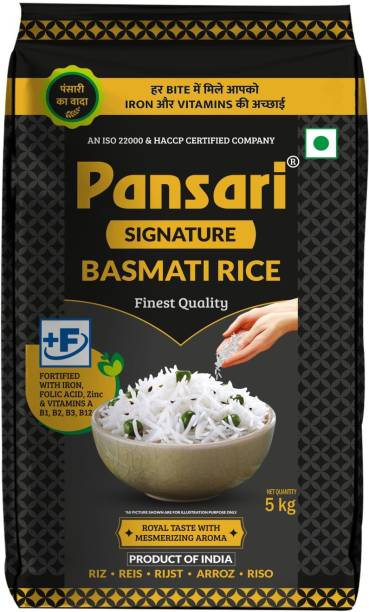 Pansari 2-Years Aged Long Grain Premium Quality Signature Basmati Rice,Biryani Rice, Pulav Rice- 5KG Pack Basmati Rice (Long Grain, Raw)