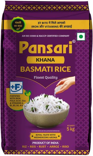 Pansari 2-Years Aged Long Grain Premium Quality Khana Basmati Rice,Biryani Rice, Pulav Rice- 5KG Pack Basmati Rice (Long Grain, Raw)