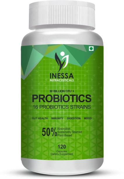 Inessa Nutraceuticals Probiotics 30 Billion CFU for Women & Men Supports Digestion & Immunity tasteless Tablet