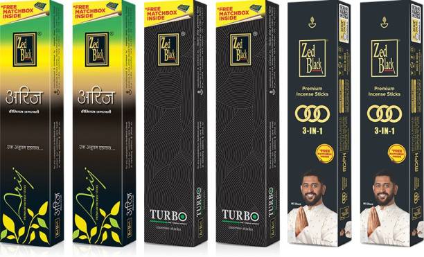 Zed Black 3 in 1 Large (2 packs) , Arij Large (2 packs) , Turbo Large (2 packs) - Combo of 6 Premium