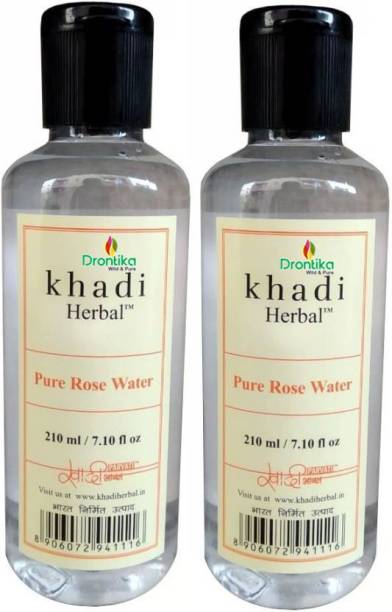 drontika Khadi Pure & 100% Natural Rose Water/Skin Toner/Cleanser (Pack Of 2) Men & Women Men & Women