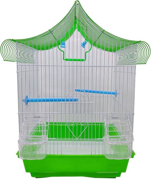 Jai Shoppee Bird cage for Love Bird ,Parrot with 2 Perch Stick |Anti Bird Escape Lock|GREEN| Bird House