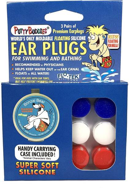 Putty Buddies Floating Formula Soft Silicone Ear Plugs for Swimming/Bathing - Pack of 3-Pair Ear Plug