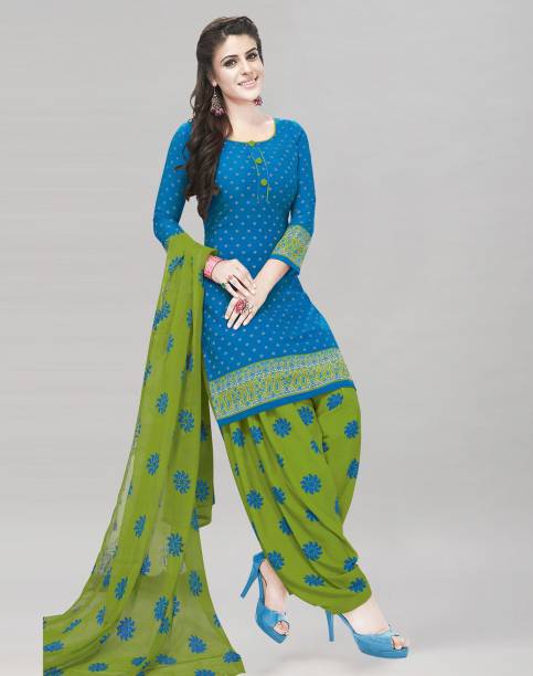 Siril Crepe Printed, Floral Print, Geometric Print Salwar Suit Material