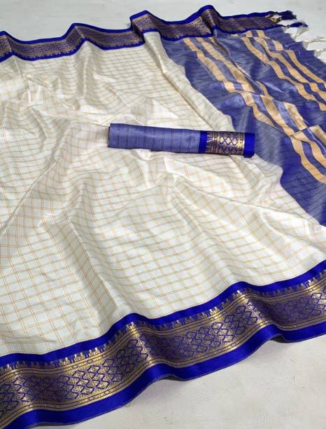 Self Design, Embellished, Woven, Checkered Dharmavaram Cotton Blend, Cotton Silk Saree Price in India