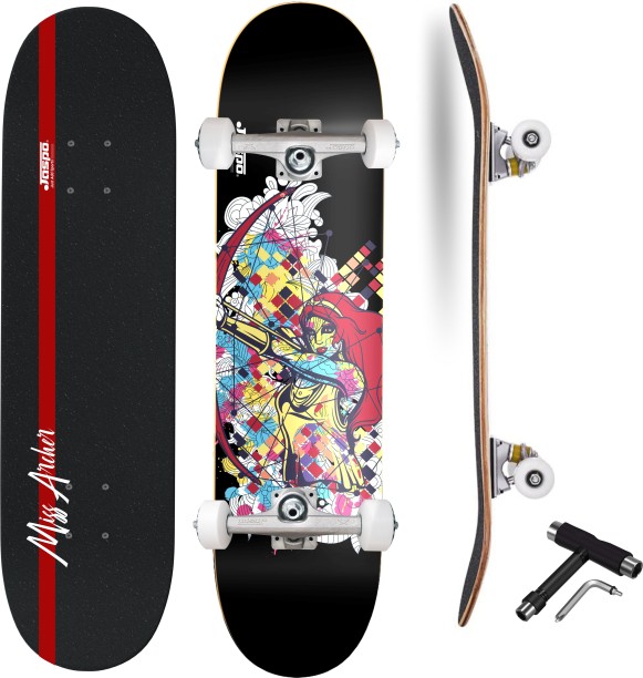 SHINPORT 31 Inch Skateboard Complete for Youth Adults Beginners Pros Double Kick Concave for Cruising Tricks Include T-Tool 
