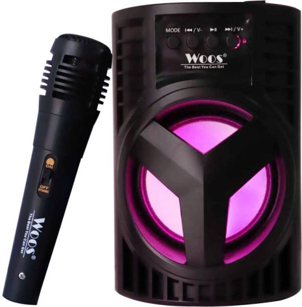 WOOS Best Karaoke Speaker Thunder High Bass Power,Dj Lights, FM,USB Port, Karaoke Mic 10 W Bluetooth PA Speaker