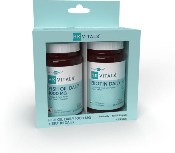 HEALTHKART HK Vitals Fish Oil 1000 mg, 30 No & Biotin 10000mcg, 30 No (Combo Pack)
