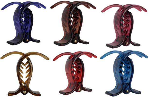 Trendy Club Multi Color Acrylic Material Hair Clutcher for Women and Girls Pack of 6 Hair Claw