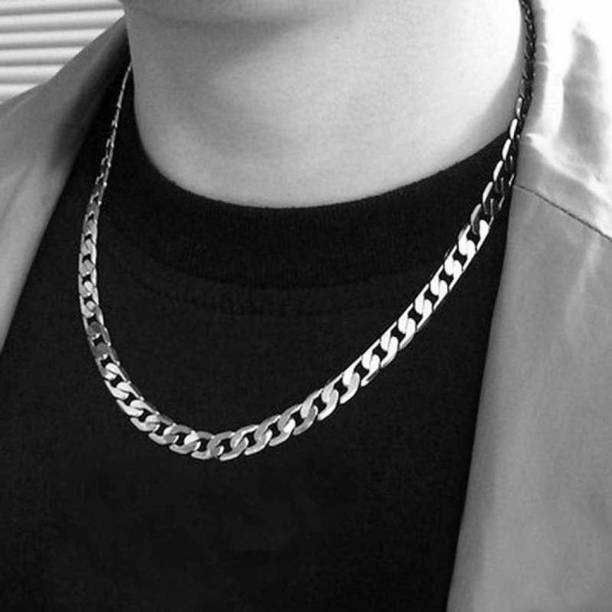 oyssta Stylish Silver Chain Interlink Stainless Steel chain for Men And Boys Silver Plated Silver Chain