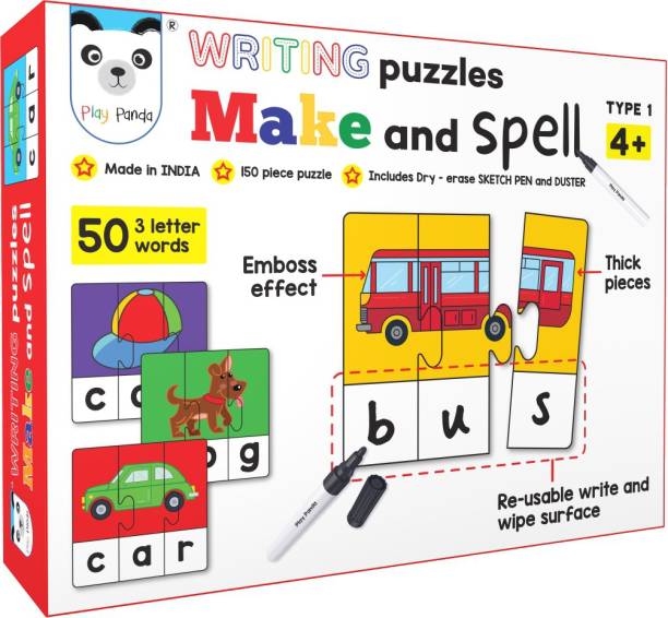 PLAY PANDA Make and Spell Type 1 - 150 Piece Spelling Puzzle with Write & Wipe Feature