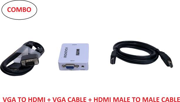 VSDHANDA  TV-out Cable VGA TO HDMI CONVERTER WITH VGA CABLE AND HDMI CABLE (combo pack)