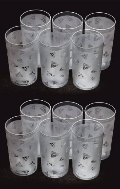 BELLERBIRD (Pack of 12) (Pack of 12 ) Diamond Design Drinking Water Glass Glass Set (250 ml, Plastic) Glass Set Water/Juice Glass