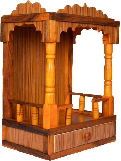 Hydroshell Wooden Plywood Mandir for Pooja Home Decoration Wall Mounten Beautiful Temple (Hight 52 X 42X 26CM) Engineered Wood Home Temple