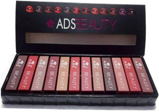 Bhagat ADS Beauty super Matte Lipstick Set of 12 different shades Nail Polish Dryer