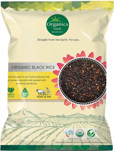 organics food market Organic Manipuri Chakhao Black Black Rice (Long Grain, Unpolished)