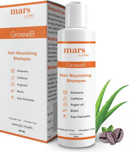 mars by GHC DHT Blocker Anti Hair Fall Shampoo for Hair Growth and Hair Fall Control with Aloe Vera, Caffeine, Argan Oil